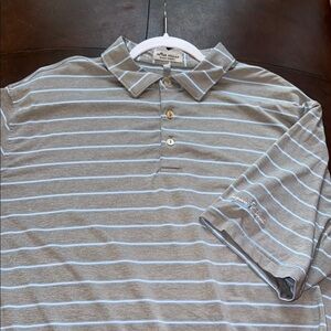 Peter Millar Collection Men's Gray Striped Polo Shirt